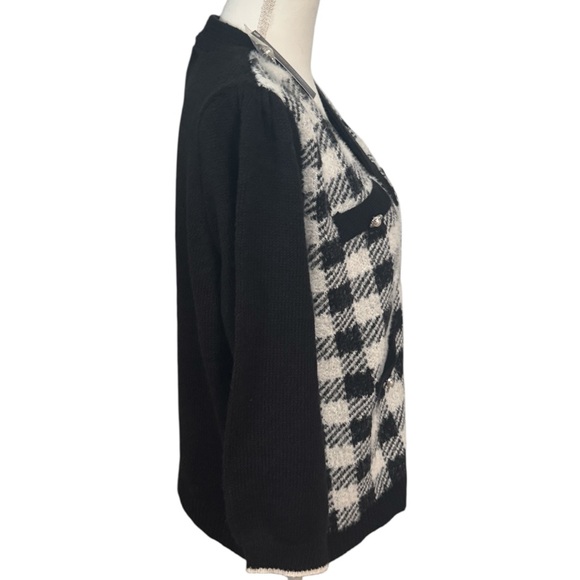 Adrienne Vittadini Eyelash w/Pearl Button Puff Shoulder Elegant Cardigan NWT Med - Picture 6 of 10